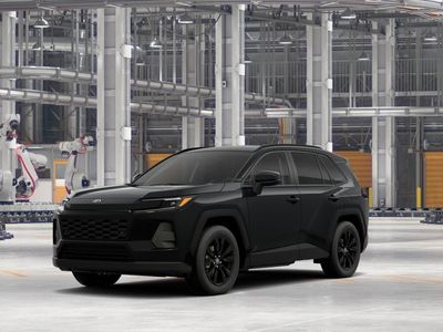 2026 Toyota RAV4 XLE Premium in Midnight Black Metallic — front three-quarter view