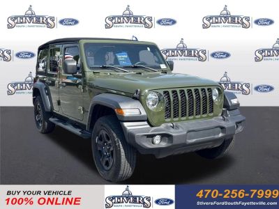 2024 Jeep Wrangler Sport in Green — front three-quarter view