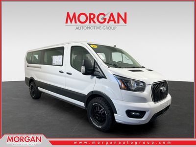 2023 Ford Transit-350 XLT in Oxford White — front three-quarter view