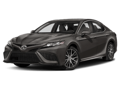 2024 Toyota Camry SE in Predawn Gray Mica — front three-quarter view