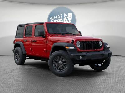 2026 Jeep Wrangler Sport S in Firecracker Red Clear-Coat Exterior Paint — front three-quarter view