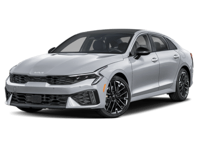 2026 Kia K5 GT in Wolf Gray — front three-quarter view