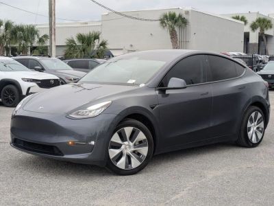2021 Tesla Model Y Long Range in Gray — front three-quarter view