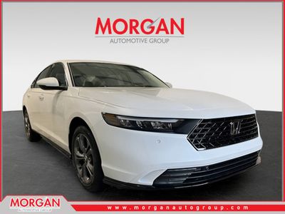 2026 Honda Accord Hybrid EX-L in Platinum White Pearl — front three-quarter view