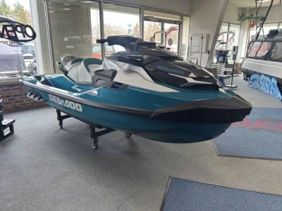 2025 Sea-Doo GTX Limited 325 with Sound System-Teal Blue Metall — front three-quarter view
