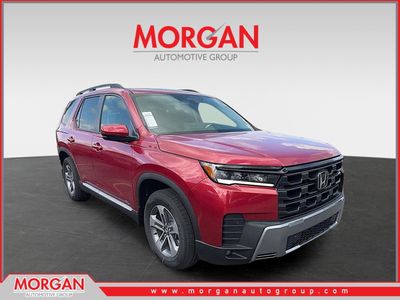2026 Honda Pilot EX-L in Radiant Red Metallic II — front three-quarter view