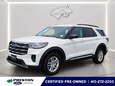 2025 Ford Explorer Active in Star White Metallic Tri-Coat — front three-quarter view