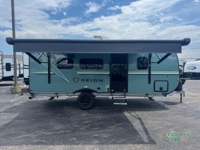 2026 Keystone RV Reign — rear three-quarter view