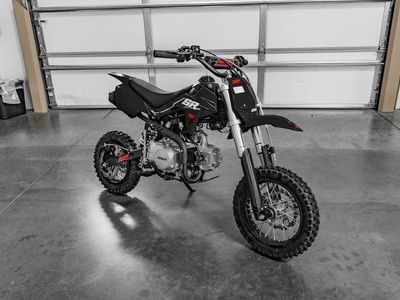 2025 SSR Motorsports SR110SE in Red, Black, Black / Blue — front three-quarter view