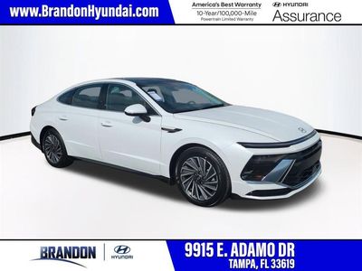 2026 Hyundai SONATA HYBRID SEL in White — front three-quarter view