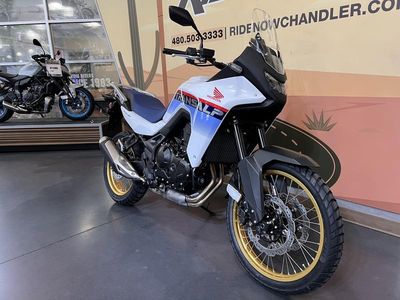 2025 Honda Transalp in White — front three-quarter view