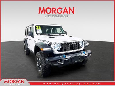 2025 Jeep Wrangler Rubicon 4xe in White/off-white — front three-quarter view