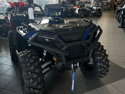 2026 Polaris Sportsman 850 Trail in Springfield Blue — front three-quarter view