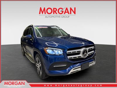 2022 Mercedes-Benz GLS 450 in Brilliant Blue Metallic — front three-quarter view