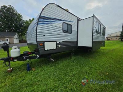 2021 Prime Time RV Avenger — rear three-quarter view