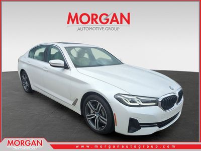 2021 BMW 5 Series 530i in White — front three-quarter view