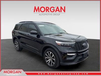2023 Ford Explorer ST in Agate Black Metallic — front three-quarter view