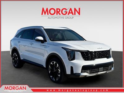2026 Kia Sorento EX in Glacial White Pearl — front three-quarter view