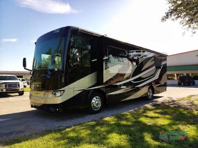 2023 Newmar Kountry Star — rear three-quarter view