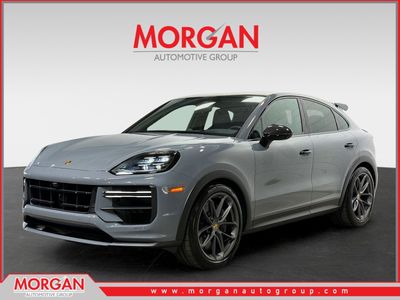 2024 Porsche Cayenne Turbo GT in Arctic Grey — front three-quarter view