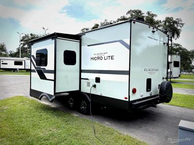 2027 Forest River Flagstaff Micro Lite — rear three-quarter view
