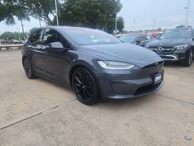 2022 Tesla Model X Base in Midnight Silver — front three-quarter view