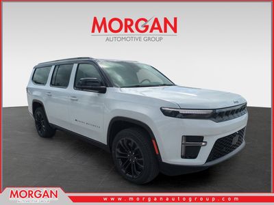 2026 Jeep Grand Wagoneer L Summit Obsidian in White/off-white — front three-quarter view