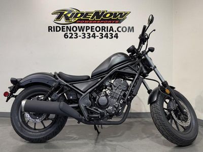 2025 Honda Rebel 300 in MATTE BLACK METALLIC — front three-quarter view