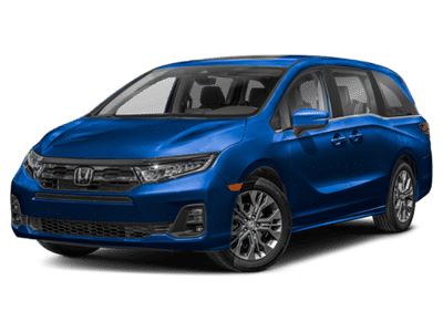 2026 Honda Odyssey Touring in Smoke Blue Pearl — front three-quarter view