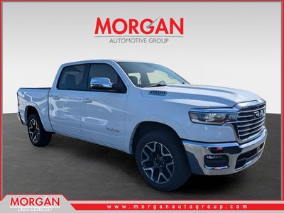 2025 Ram 1500 Laramie in White — front three-quarter view