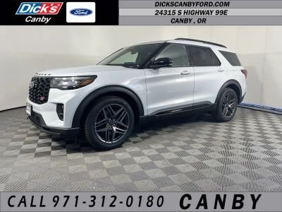 2026 Ford Explorer ST in Space White Metallic — front three-quarter view