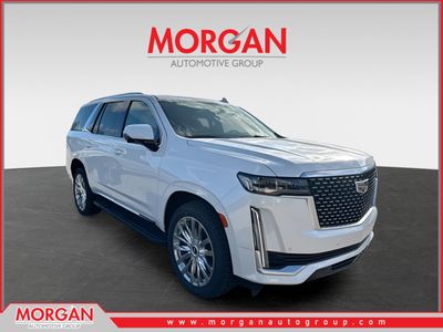 2021 Cadillac Escalade Premium Luxury in Crystal White Tricoat — front three-quarter view