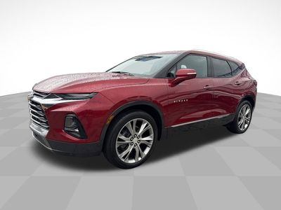 2022 Chevrolet Blazer Premier in Cherry Red Tintcoat — front three-quarter view
