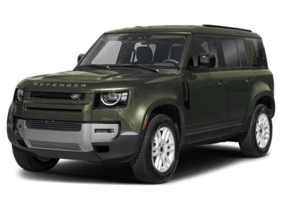 2026 Land Rover Defender 110 X-Dynamic SE in Woolstone Green Metallic — front three-quarter view