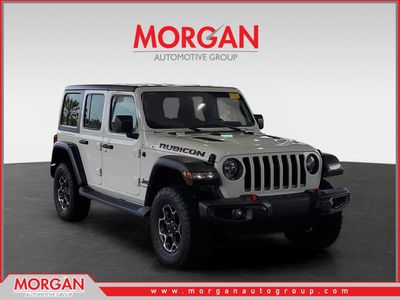 2023 Jeep Wrangler Rubicon in Bright White Clearcoat — front three-quarter view