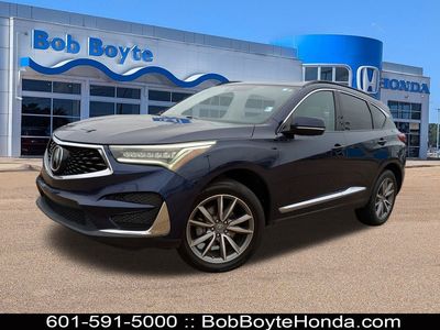 2020 Acura RDX Technology Package in Apex Blue Pearl — front three-quarter view