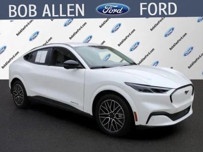 2025 Ford Mustang Mach-E Premium in White Metallic — front three-quarter view