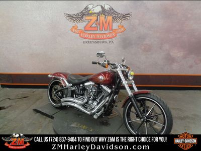 2016 Harley-Davidson Breakout FXSB in Velocity Red Sunglo — front three-quarter view