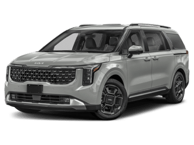 2026 Kia Carnival SX in Ceramic Silver — front three-quarter view