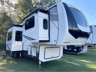 2022 Forest River Cedar Creek — front three-quarter view