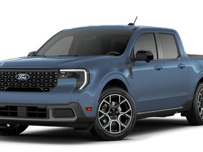 2026 Ford Maverick Lariat in Azure Gray Metallic — front three-quarter view