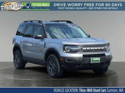 2022 Ford Bronco Sport Badlands in Silver Metallic — front three-quarter view