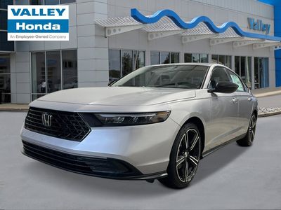 2026 Honda Accord Hybrid Sport in Solar Silver Metallic — front three-quarter view