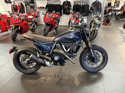 2025 Ducati Scrambler Nightshift in NEBULA BLUE — front three-quarter view