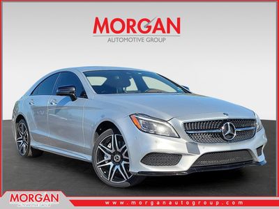 2018 Mercedes-Benz CLS 550 in Iridium Silver Metallic — front three-quarter view