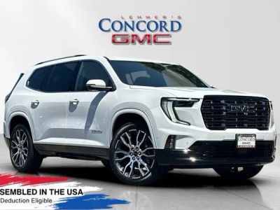 2026 GMC Acadia Denali Ultimate in Summit White — front three-quarter view