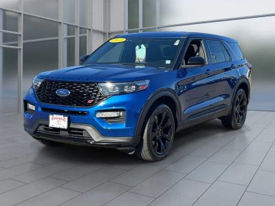 2022 Ford Explorer ST in Blue Metallic — front three-quarter view