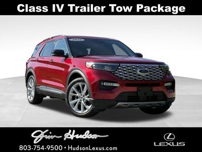 2022 Ford Explorer Platinum in Red Metallic — front three-quarter view