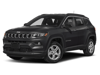 2023 Jeep Compass (RED) Edition in Diamond Black Crystal Pearlcoat — front three-quarter view