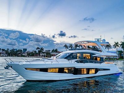 2026 Galeon 680 FLY — front three-quarter view
